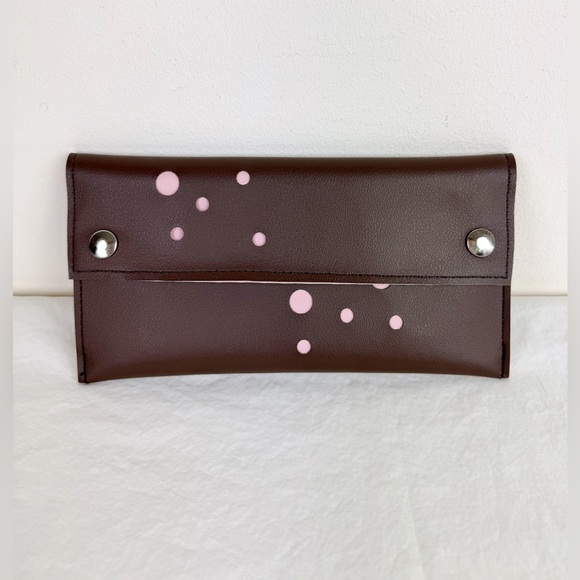 Holly Aiken Handbags - Holly Aiken Blast (Dots) Brown & Pink Clutch